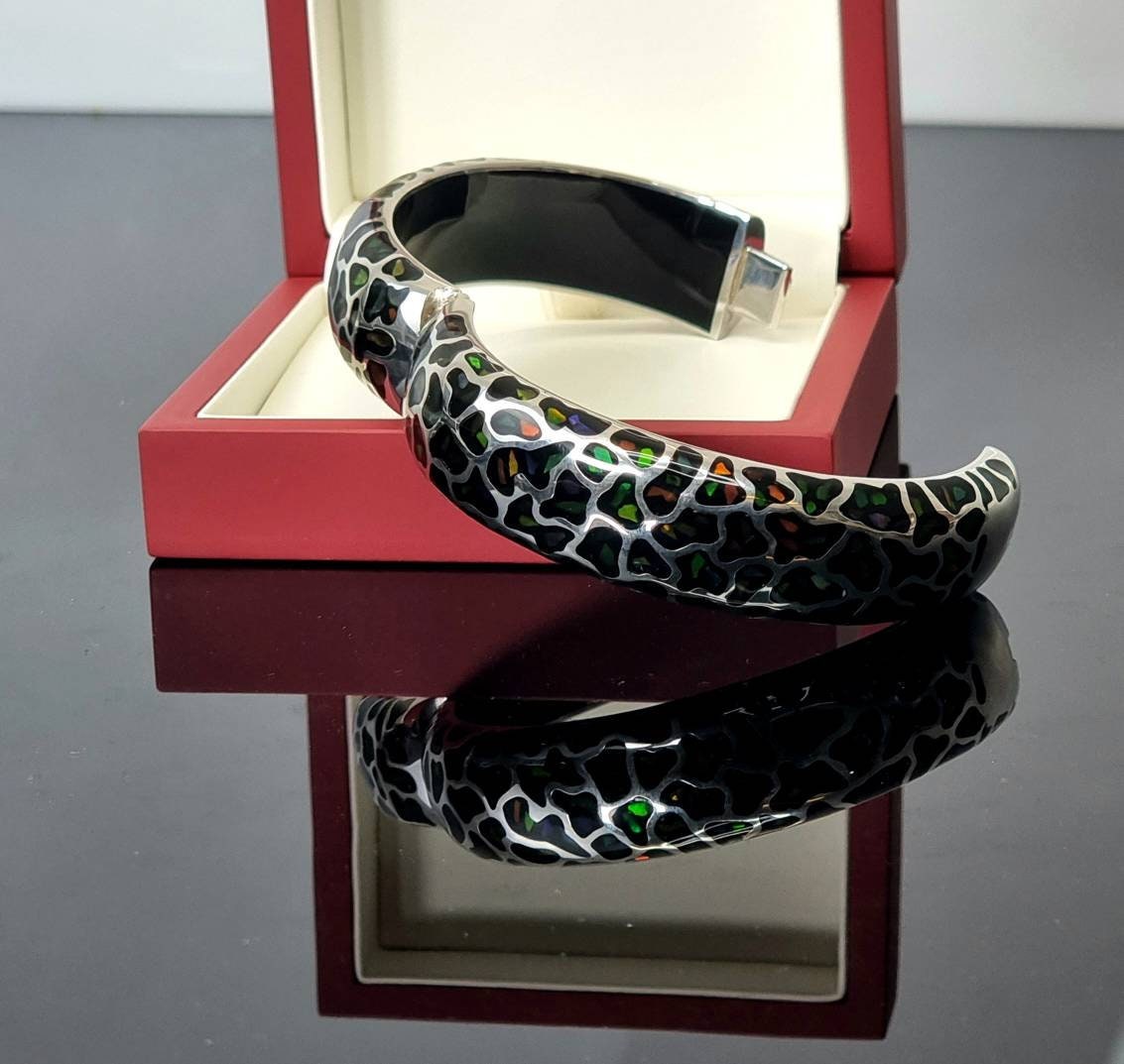 Ammolite Gemstone Crystal Bracelet Silver