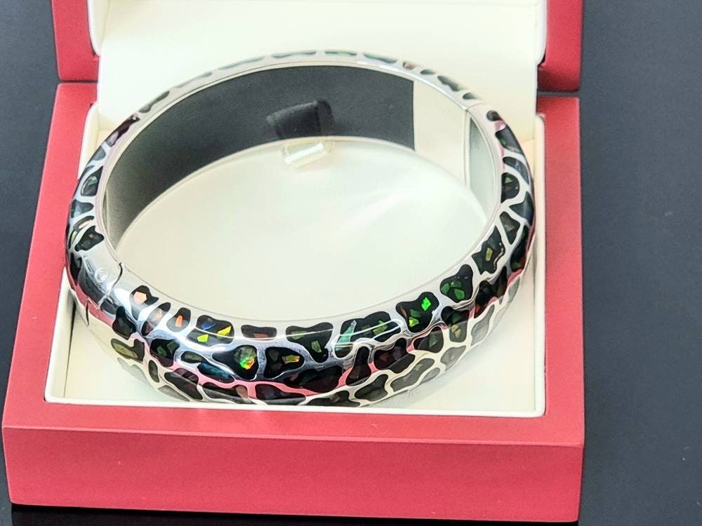 Ammolite Gemstone Crystal Bracelet Silver