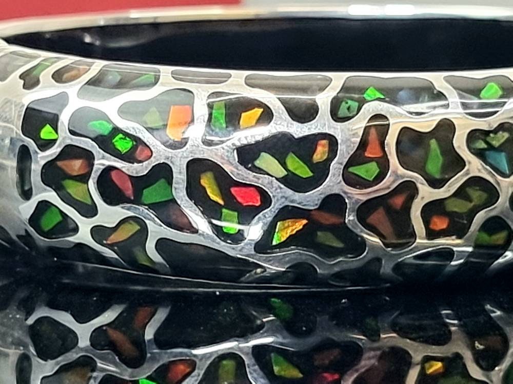 Ammolite Gemstone Crystal Bracelet Silver