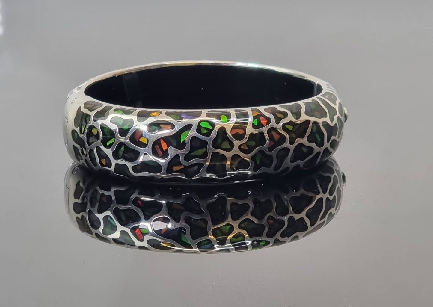Ammolite Gemstone Crystal Bracelet Silver