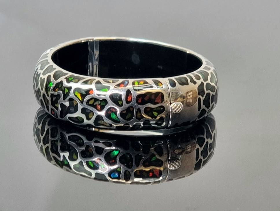 Ammolite Gemstone Crystal Bracelet Silver