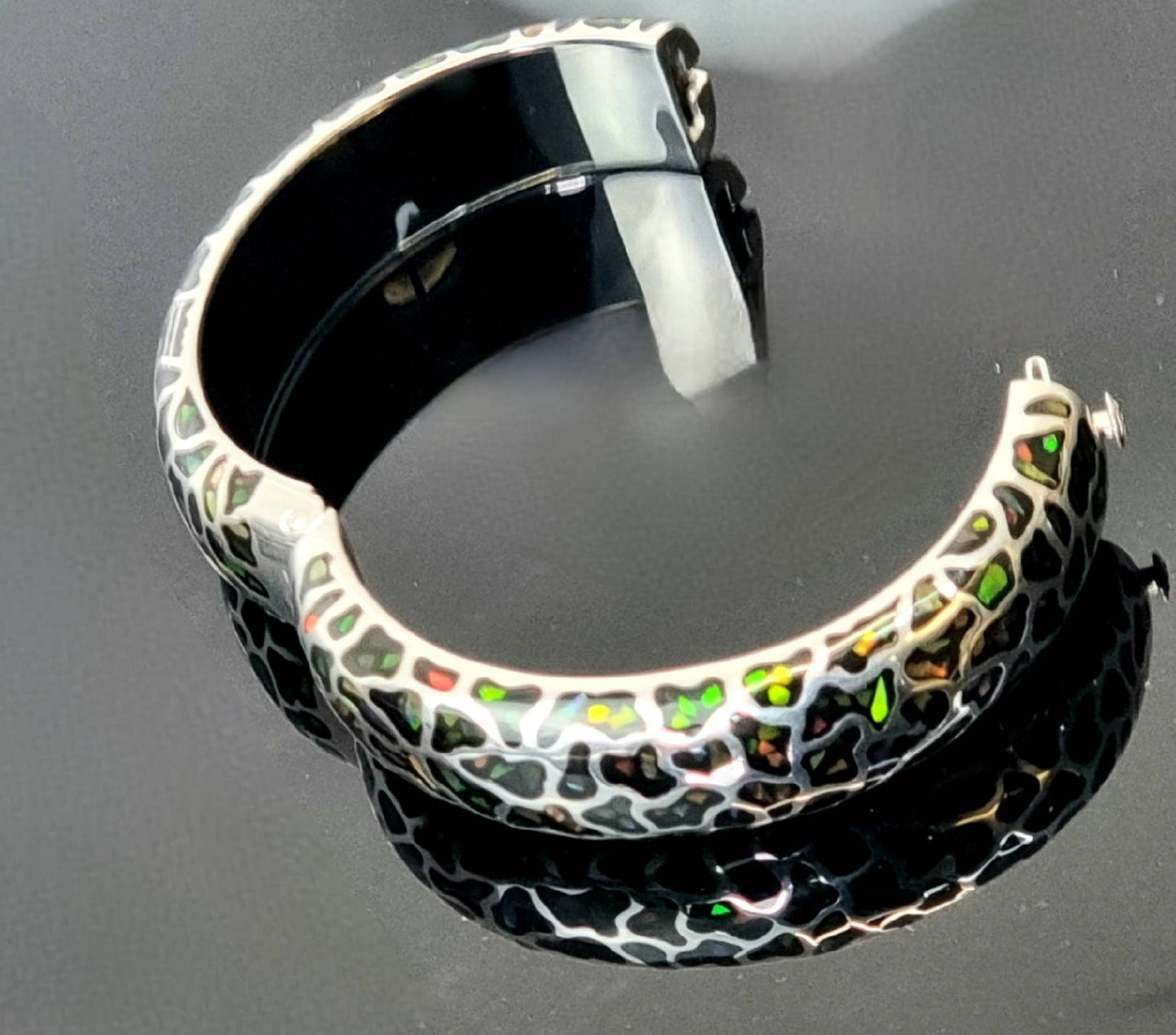 Ammolite Gemstone Crystal Bracelet Silver