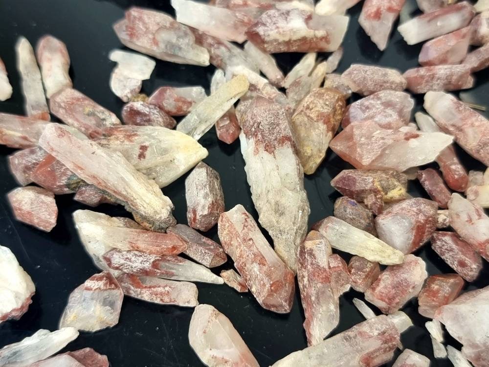 Red Quartz Crystal Points Raw Natural, Large 250g Bag