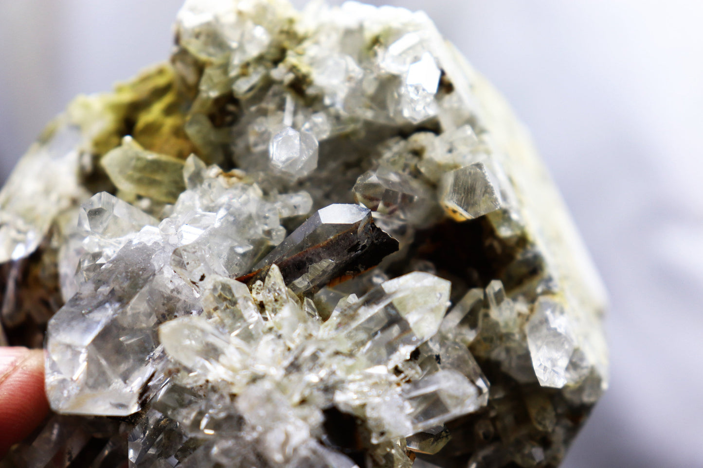 Large Himalayan Quartz + Brookite In Crystal Clear Quartz Cluster