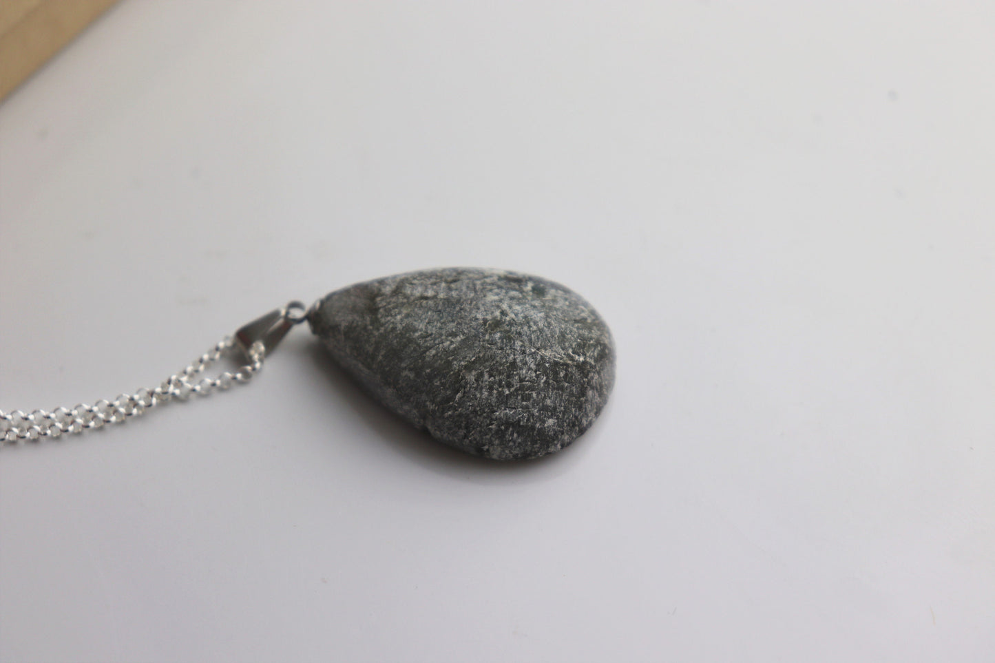 211) Labradorite Crystal Necklace Pendant + Silver Chain