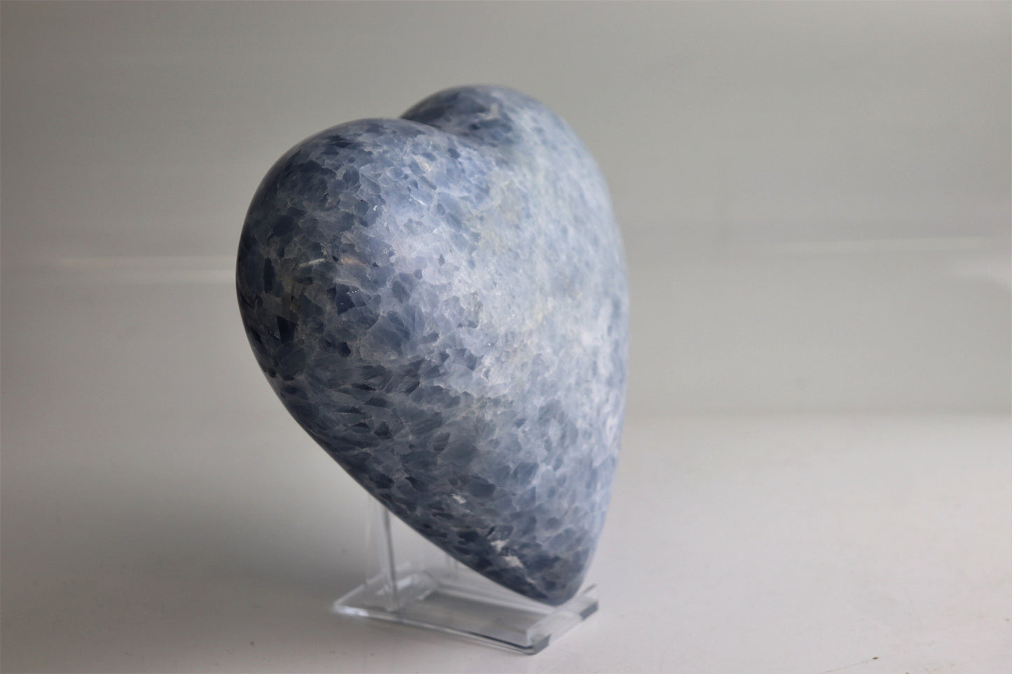 1) Extra Large Blue Calcite Crystal Heart - Great Romantic Gift
