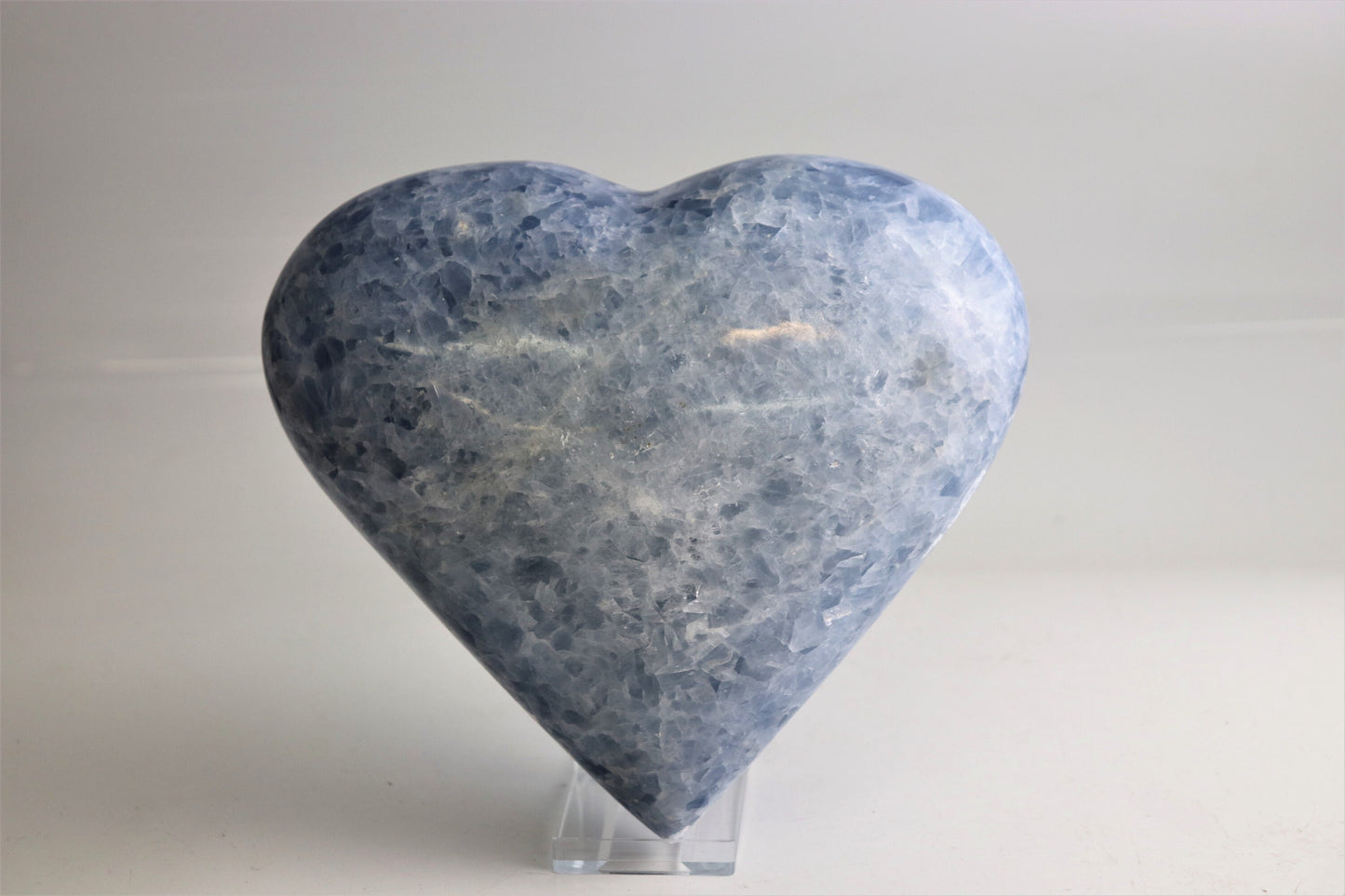 1) Extra Large Blue Calcite Crystal Heart - Great Romantic Gift