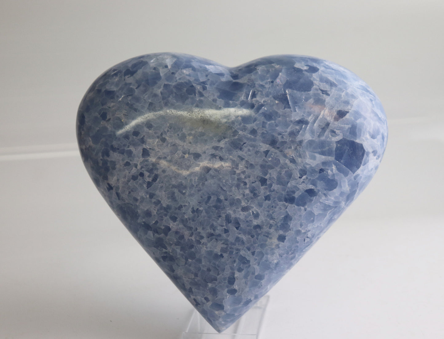 1) Extra Large Blue Calcite Crystal Heart - Great Romantic Gift