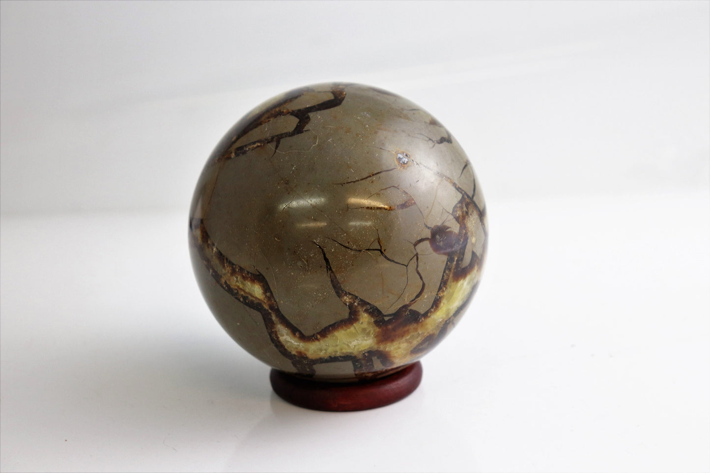12) Large Septarian Crystal Sphere Calcite / Madagascar - Home Decor