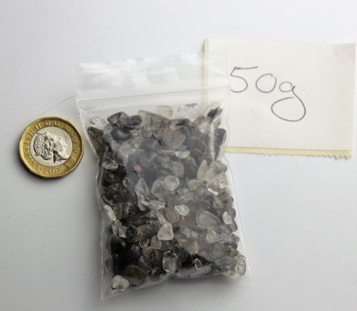 Small Rutilated & Tourmalated Quartz Crystal Mix Tumblestones 50g Bags - Arts Crafts