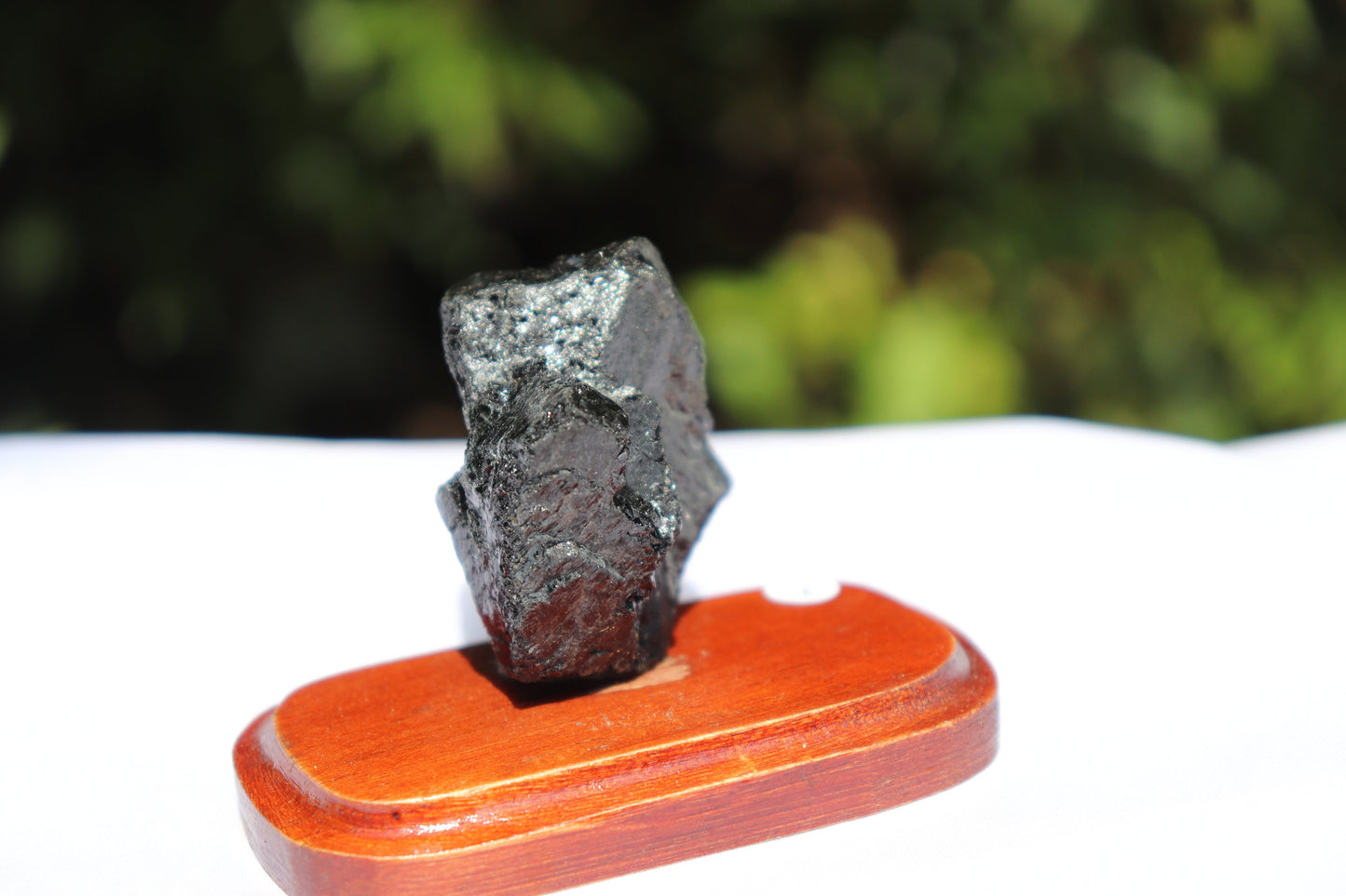 9) Black Tourmaline Crystal On Stand, Natural / Raw Mineral - Brazil Great Gift 5.5cm