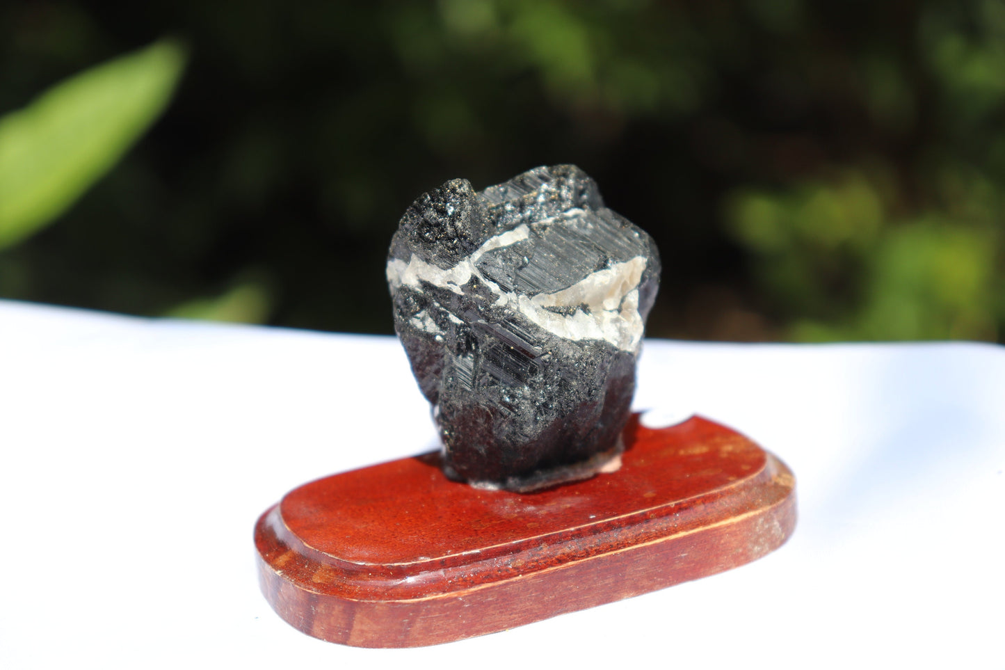 8) Black Tourmaline Crystal On Stand, Natural / Raw Mineral - Brazil Great Gift 6cm