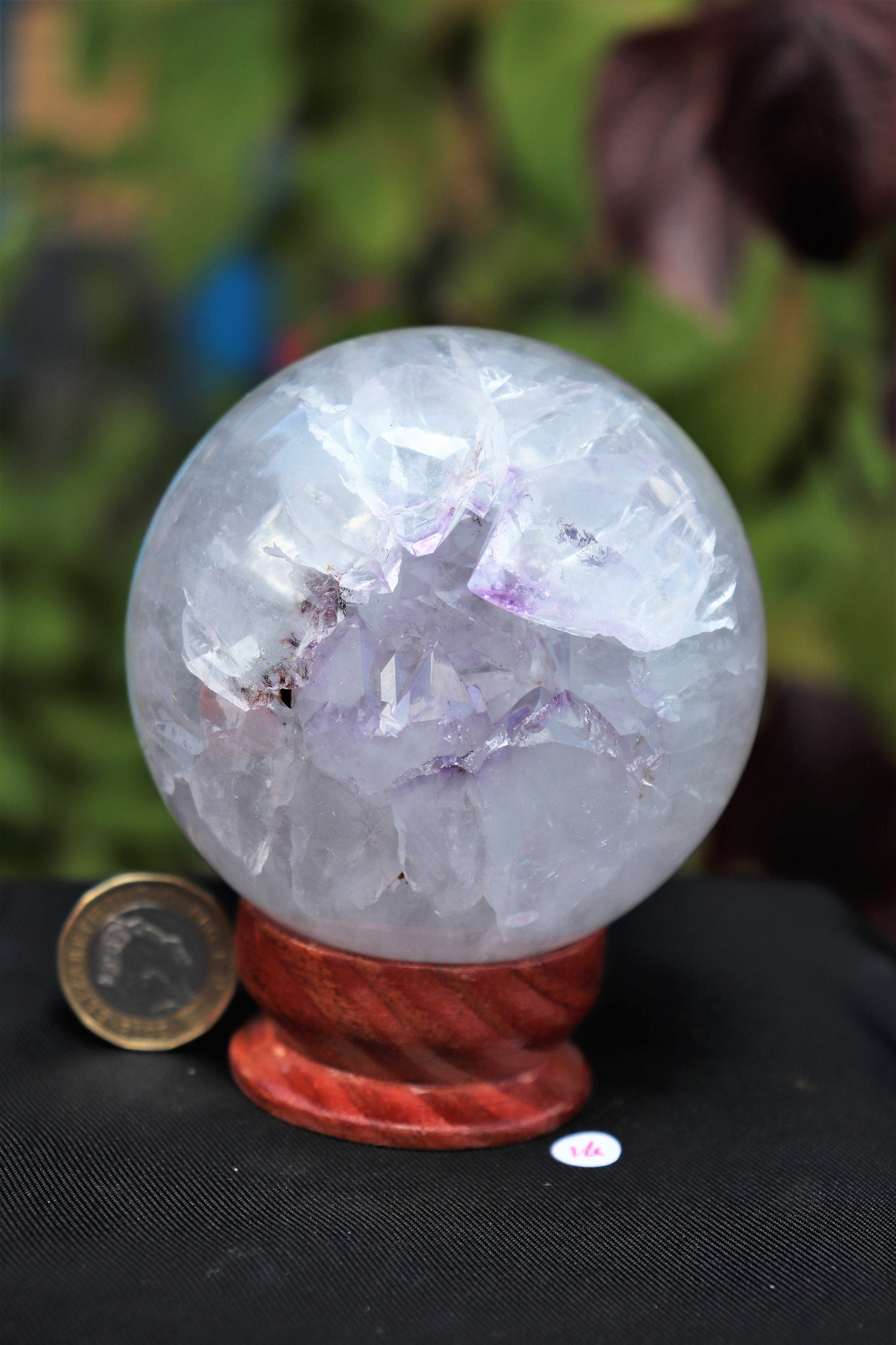 14) Amethyst Quartz Crystal Sphere On Custom Stand ~ Natural Art Home Decor