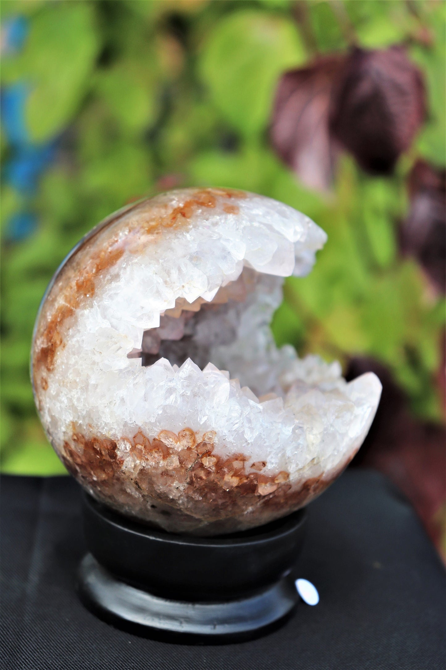 6) Large Quartz Crystal Sphere + Stand ~ Natural Art Home Decor