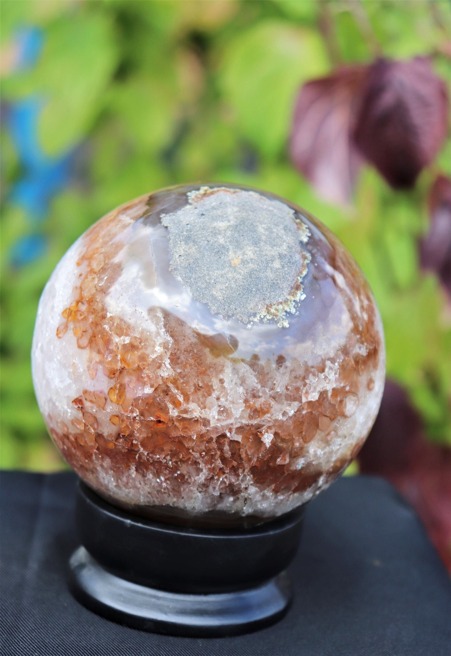 6) Large Quartz Crystal Sphere + Stand ~ Natural Art Home Decor