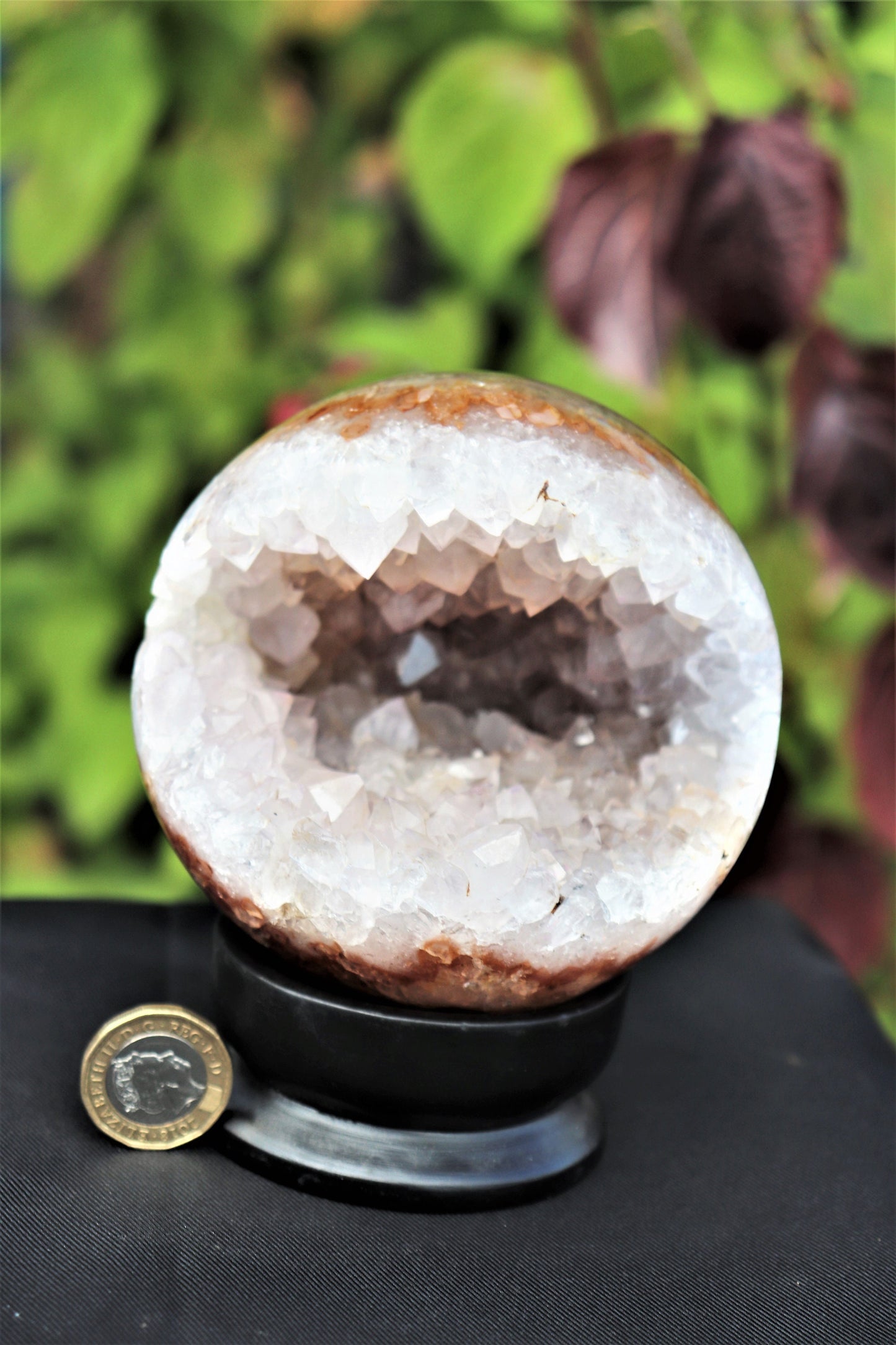 6) Large Quartz Crystal Sphere + Stand ~ Natural Art Home Decor