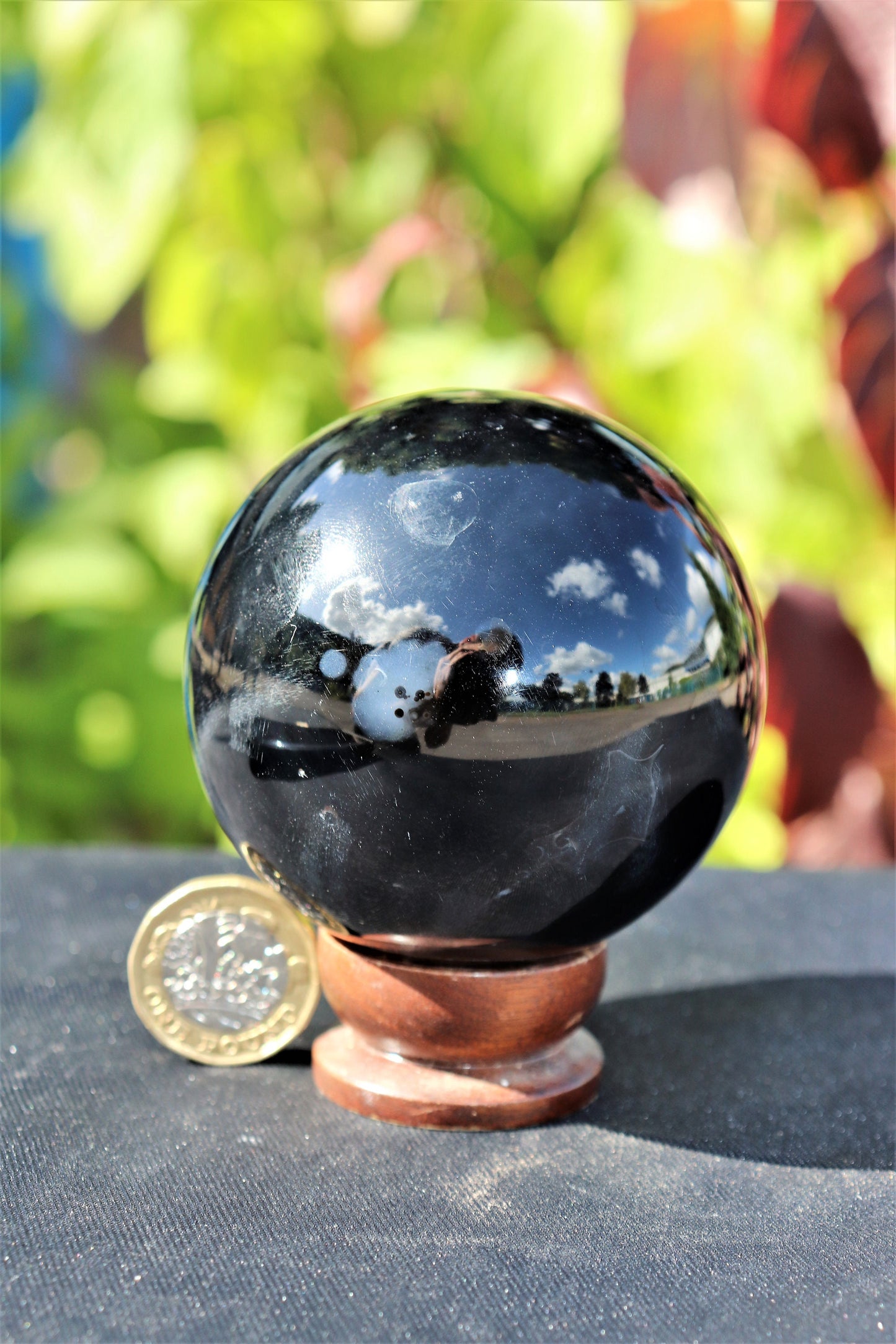 9) Black Agate Quartz Crystal Sphere Ball Brazil Geode Great Gift 2.75"