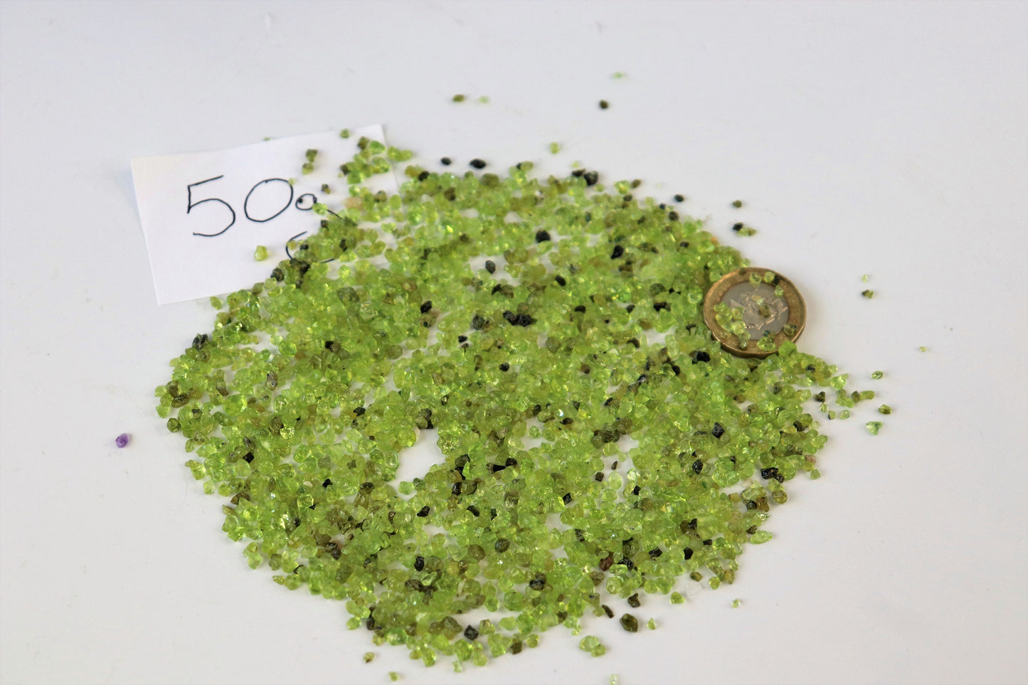 Extra Small Olivine Crystal Chips / Tumblestones 50g Bags