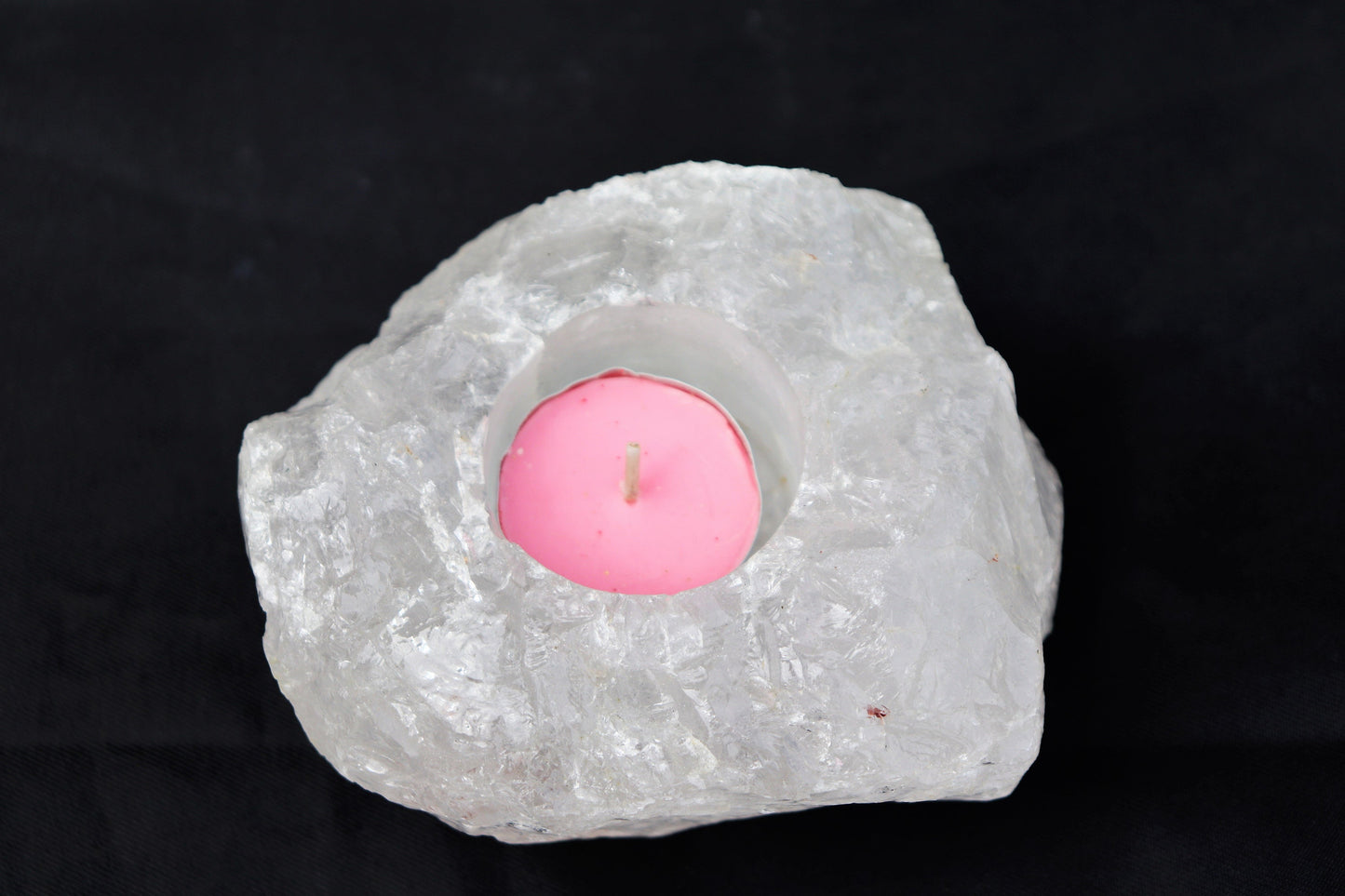 3) Clear Quartz Candle Holder / Tea Light ~ Unique Home Decor
