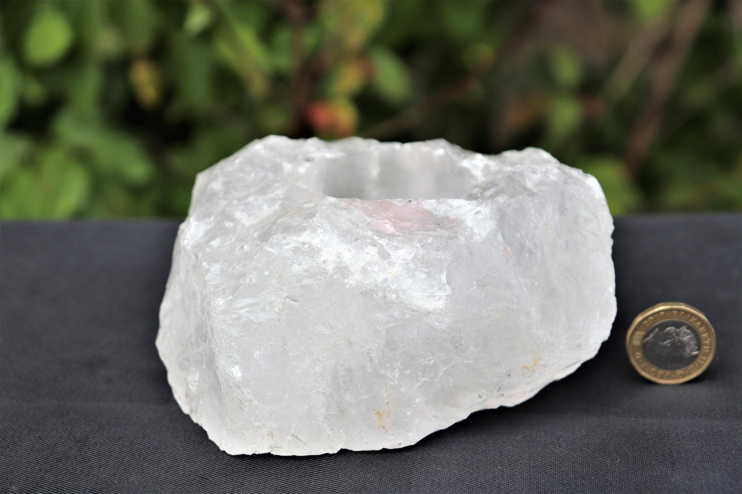 3) Clear Quartz Candle Holder / Tea Light ~ Unique Home Decor