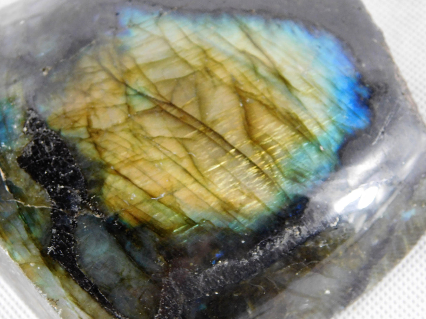 5) Large Labradorite Crystal Mineral Madagascar Great Gift Freestanding - Half Polished + Raw