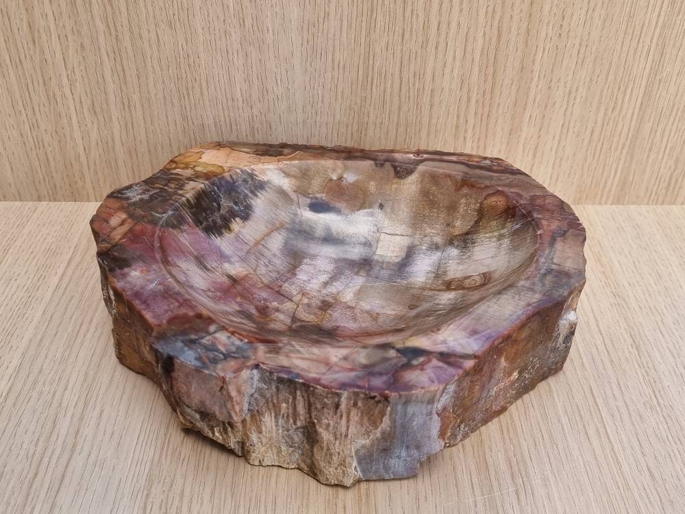 4) Large Fossil Wood Artisanal Bowl