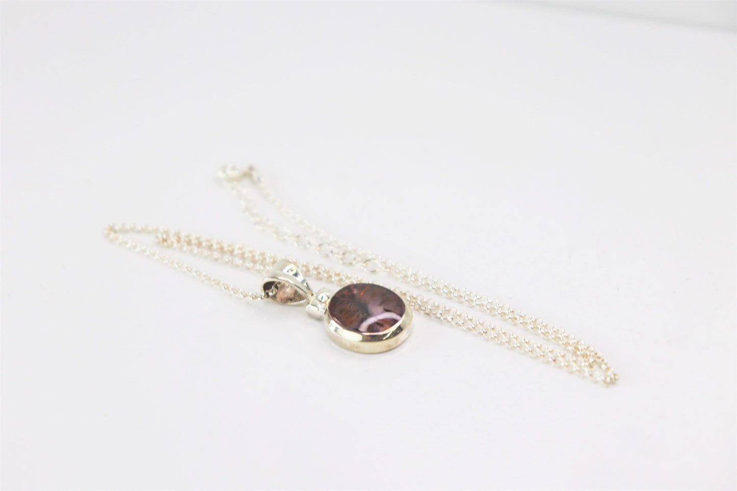 55) Super 7 Amethyst Crystal Necklace 925 Silver