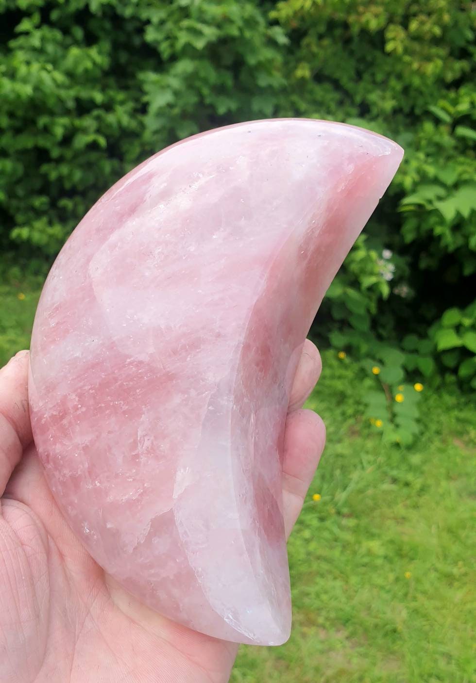 Large Rose Quartz Crystal Moon
