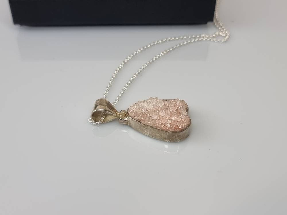 29) Pink Apophyllite Crystal Necklace 925 Silver