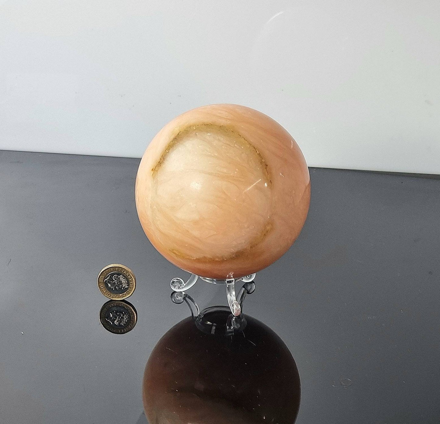 Large Peach Calcite Crystal Sphere