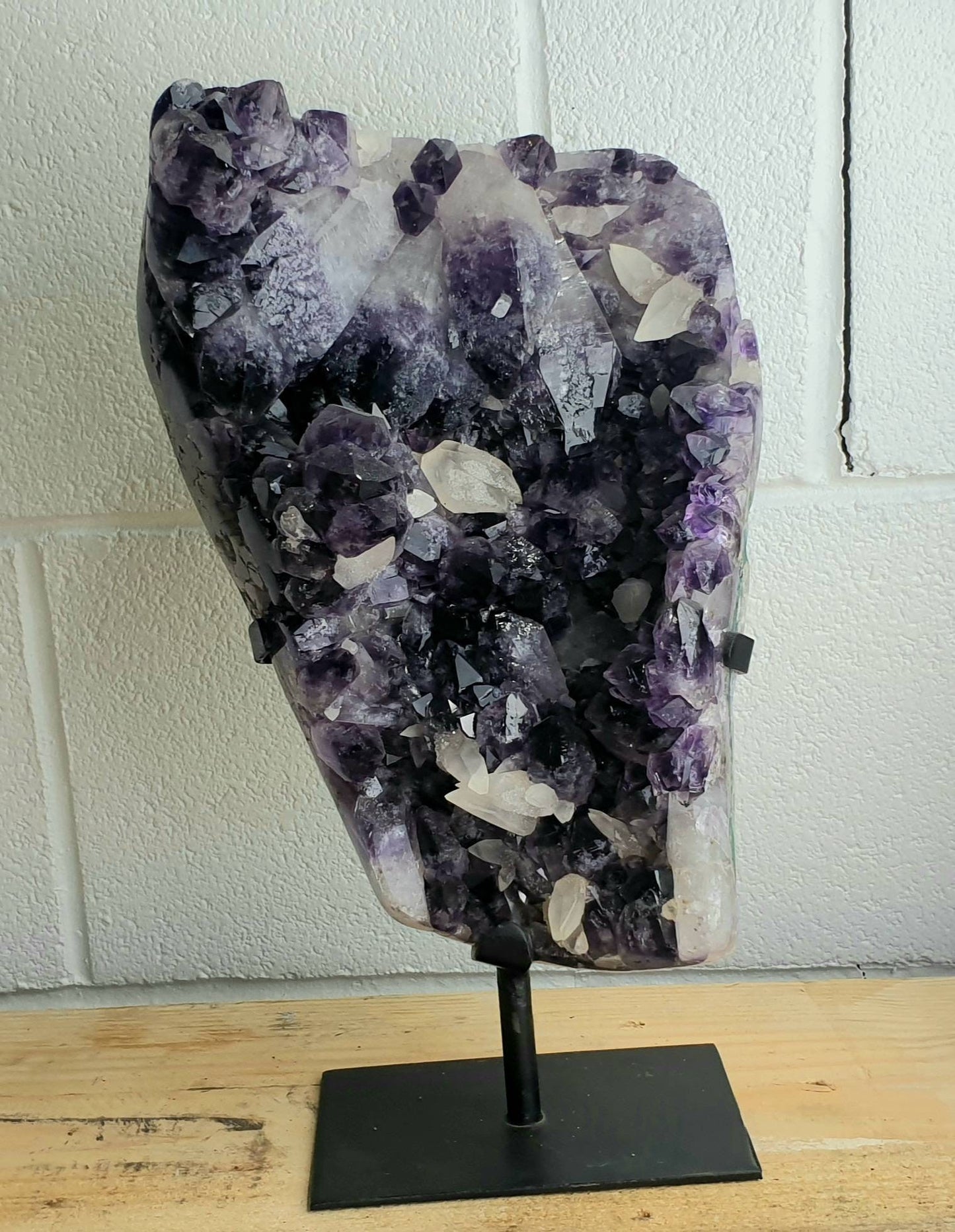6) Large Amethyst Crystal Geode on Custom Stand