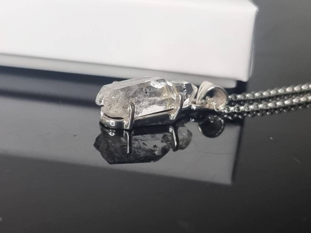 111) Herkimer Diamond Quartz Crystal Necklace 925 Silver