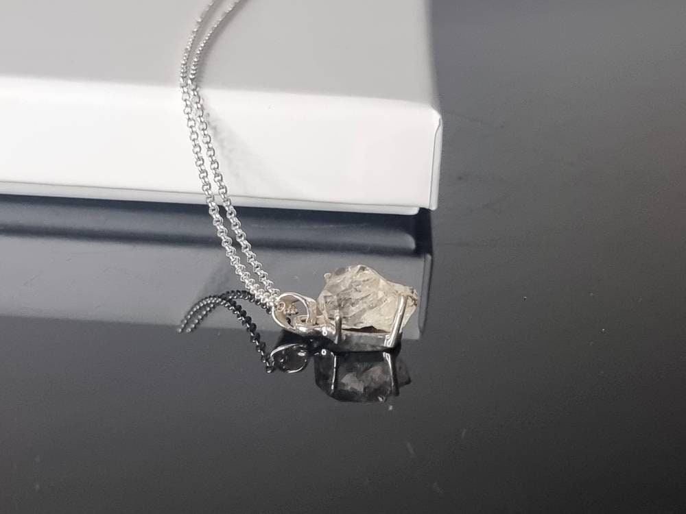 108) Herkimer Diamond Quartz Crystal Necklace 925 Silver