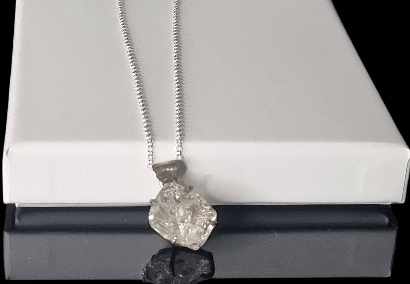 106) Herkimer Diamond Quartz Crystal Necklace 925 Silver