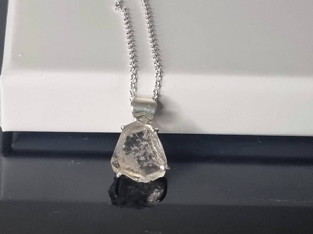 101) Herkimer Diamond Quartz Crystal Necklace 925 Silver