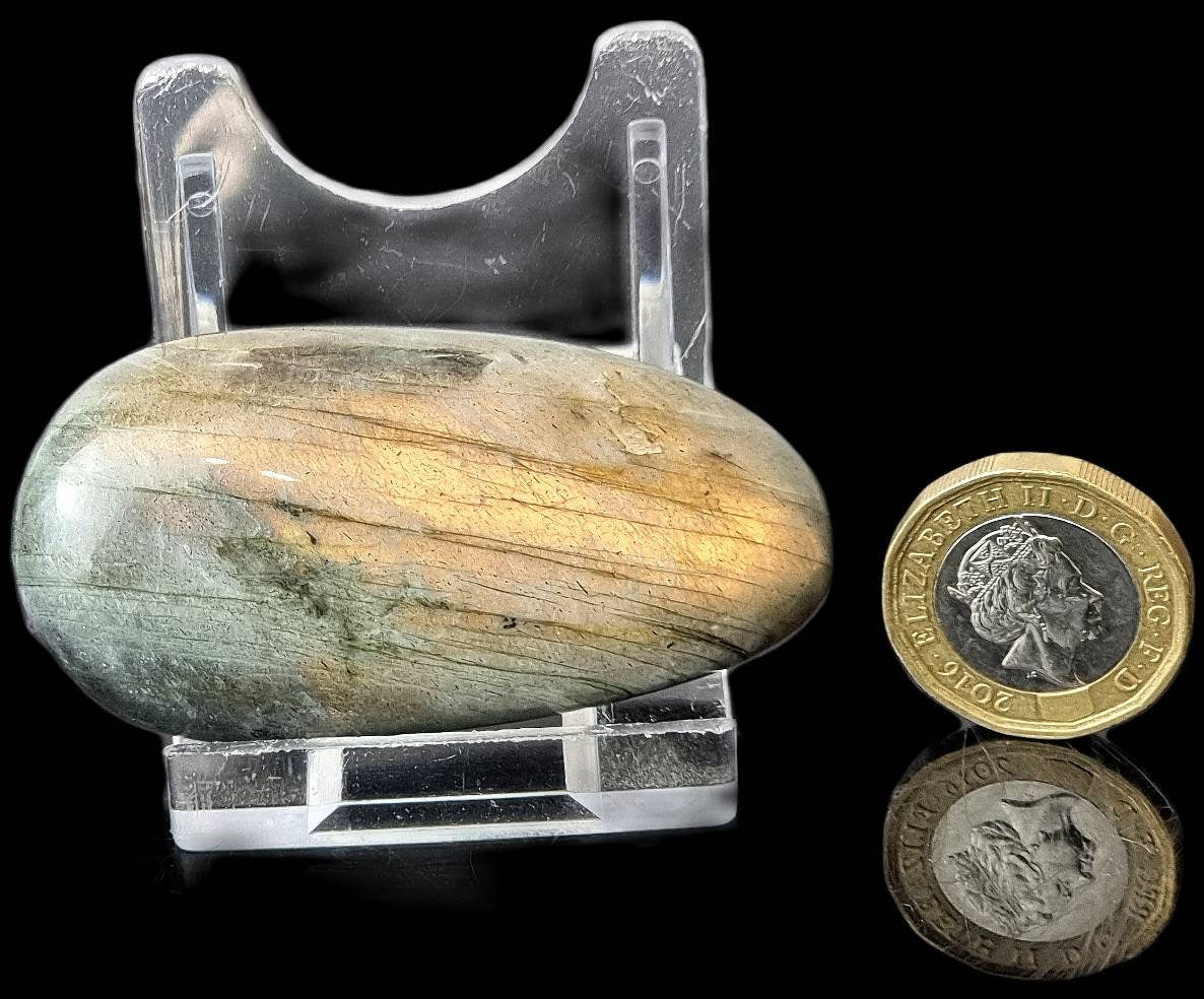 4) Sunset Labradorite Crystal Palmstone