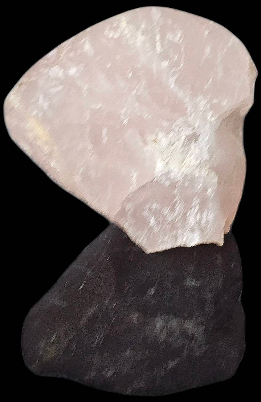 18) Rose Quartz Crystal Half Polished