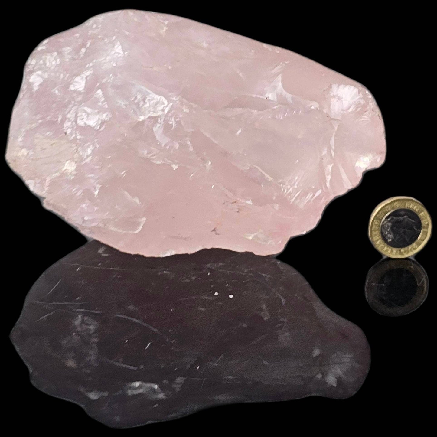 14) Rose Quartz Crystal Half Polished