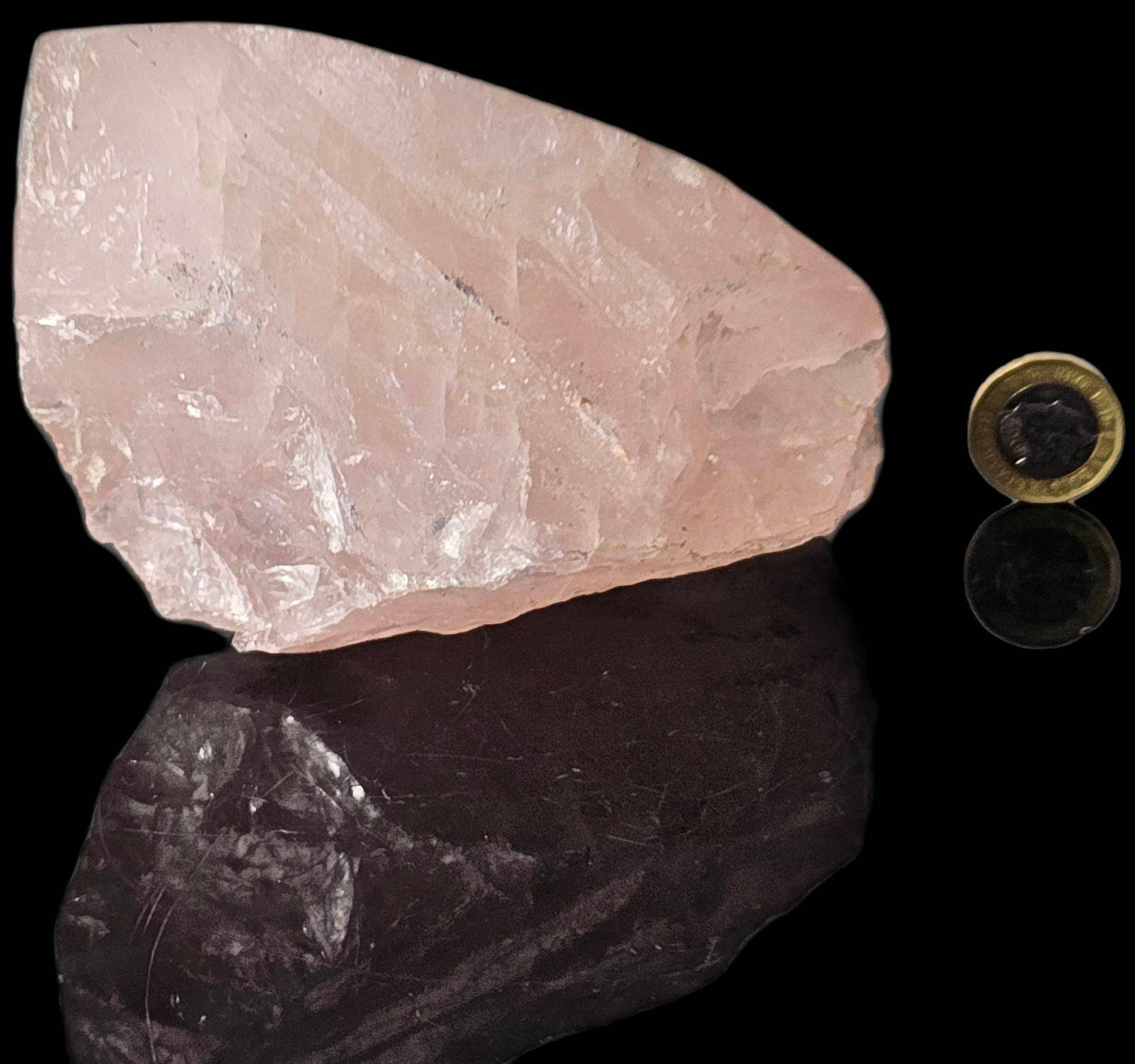 7) Rose Quartz Crystal Half Polished