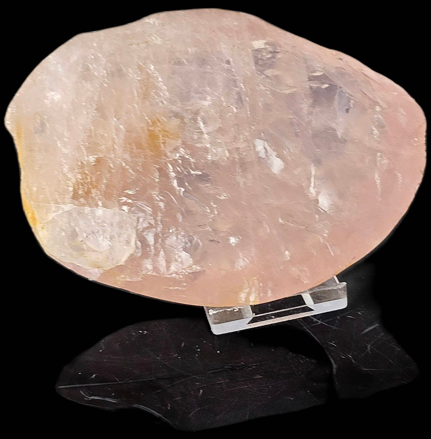 9) Rose Quartz Crystal Half Polished