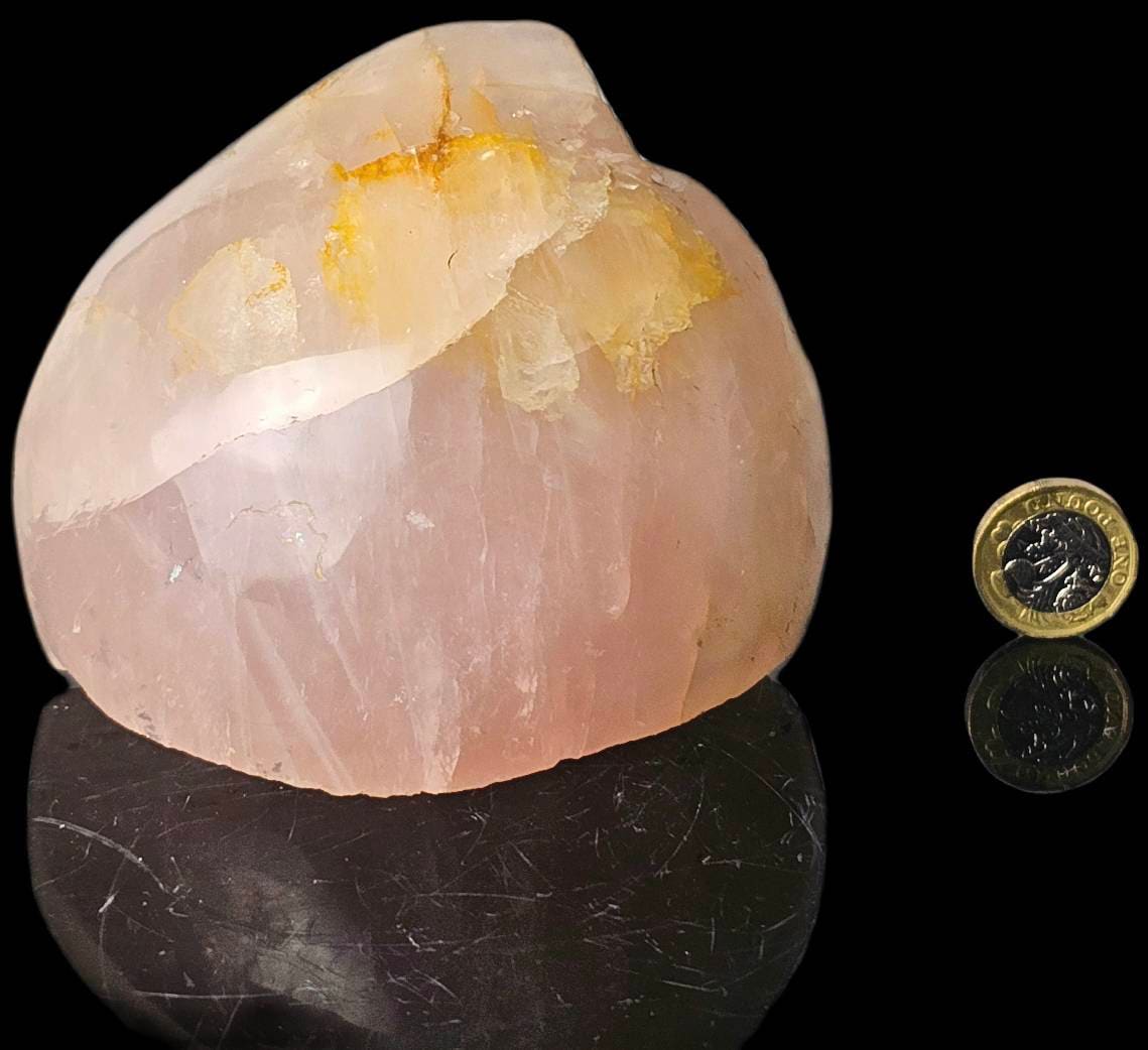 4) Rose Quartz Crystal Half Polished