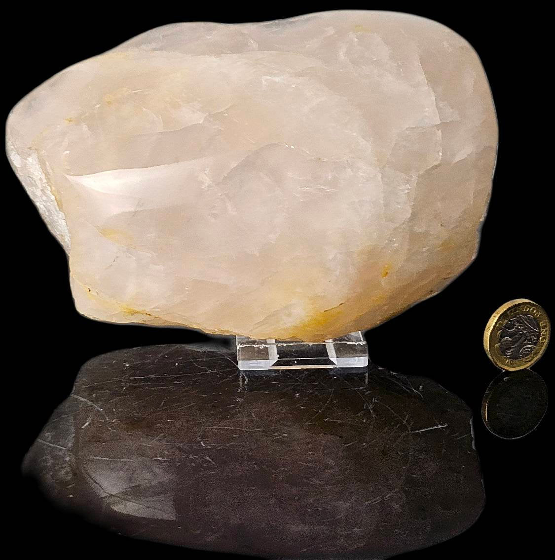 1) Rose Quartz Crystal Half Polished