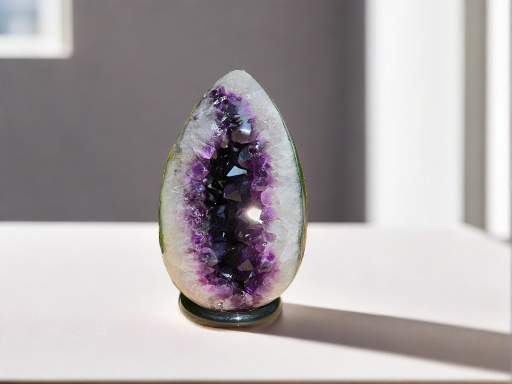 Large Uruguayan Amethyst Crystal Egg Unique Gift Interior Design Statement Media 1 of 8