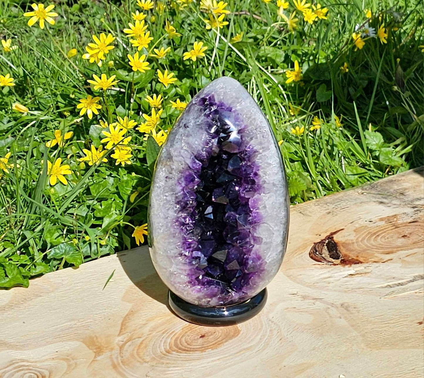 1) Large Uruguayan Amethyst Crystal Egg Unique Gift Interior Design Statement