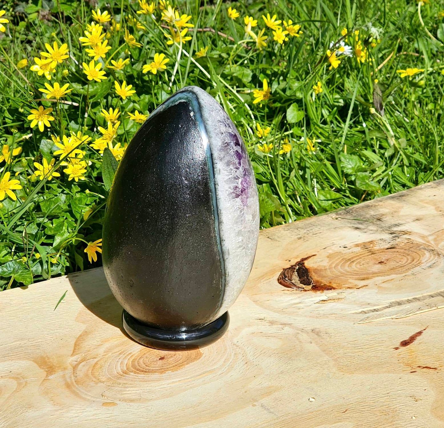1) Large Uruguayan Amethyst Crystal Egg Unique Gift Interior Design Statement