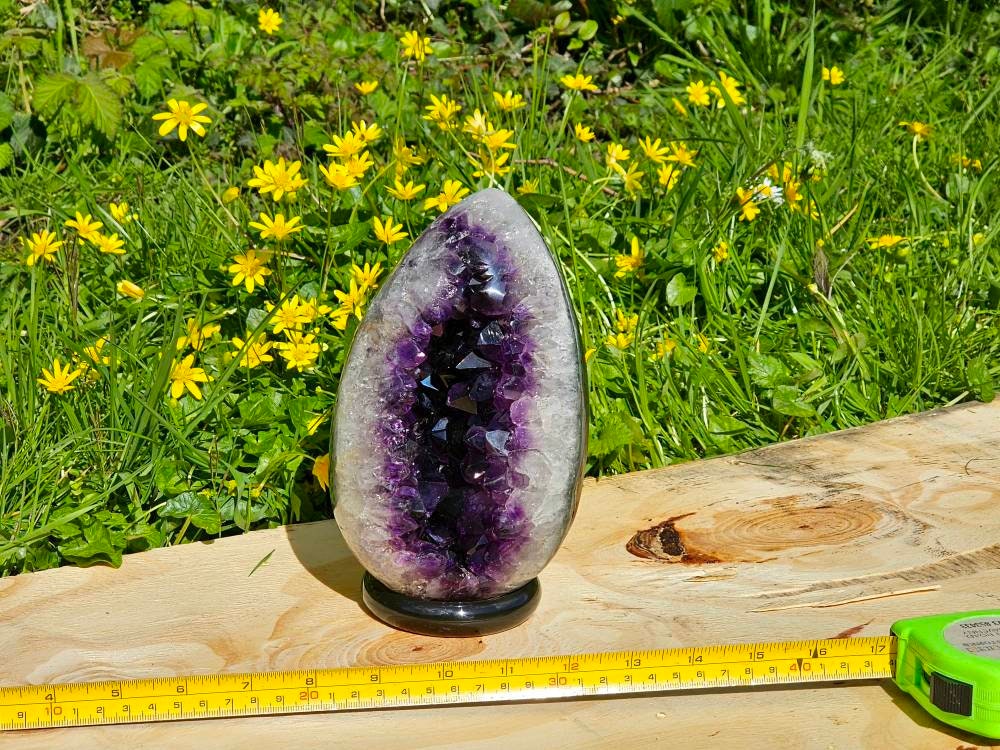 1) Large Uruguayan Amethyst Crystal Egg Unique Gift Interior Design Statement