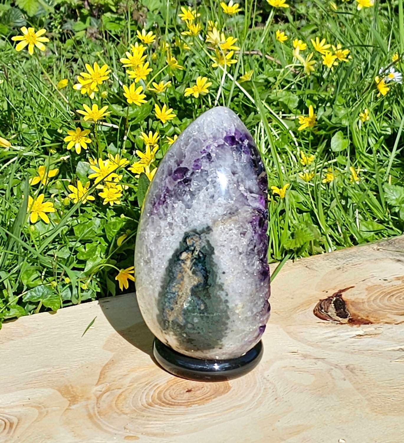 1) Large Uruguayan Amethyst Crystal Egg Unique Gift Interior Design Statement