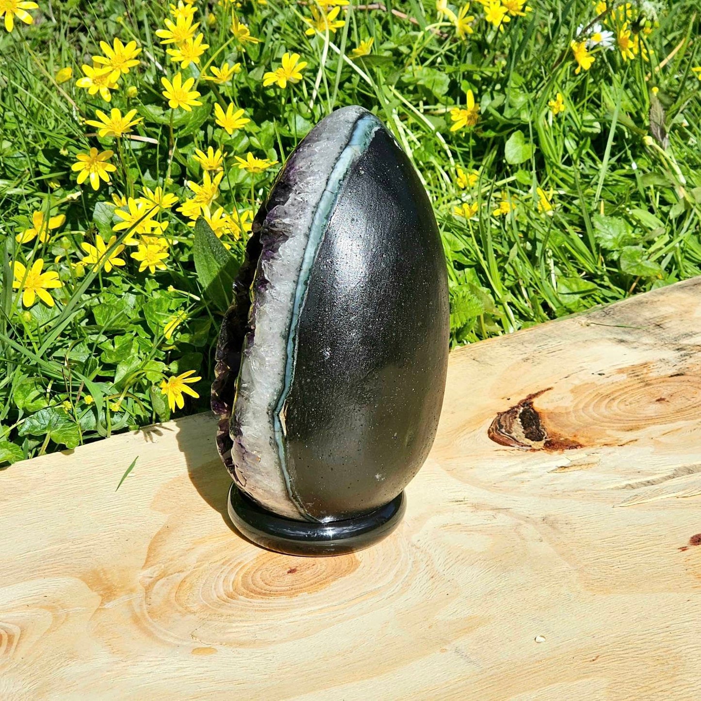 1) Large Uruguayan Amethyst Crystal Egg Unique Gift Interior Design Statement