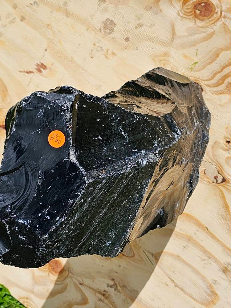 5) Very Large Natural Black Obsidian Crystal Freeform