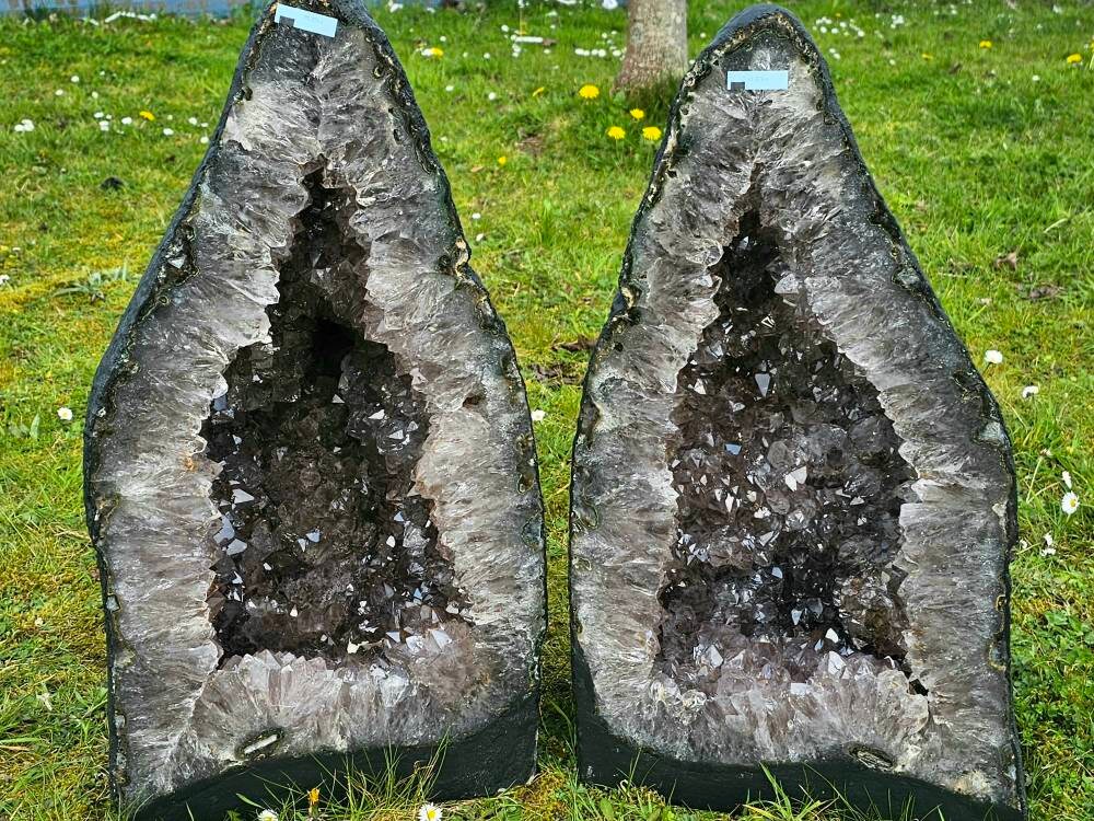 Large Amethyst Quartz Crystal Church Geode Pair 136.85 KG